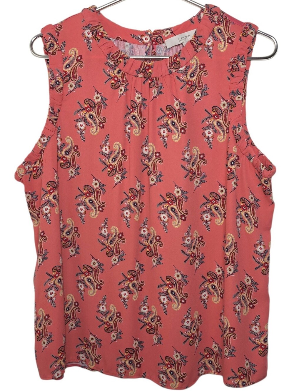 LOFT Pink Floral Print Sleeveless Blouse